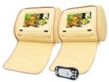 Комплект подголовников со встроенным DVD плеером и LCD монитором 7" AVIS AVS0731T + AVS0732BM (бежевые)