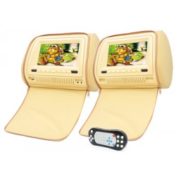Комплект подголовников со встроенным DVD плеером и LCD монитором 7" AVIS AVS0731T + AVS0732BM (бежевые)